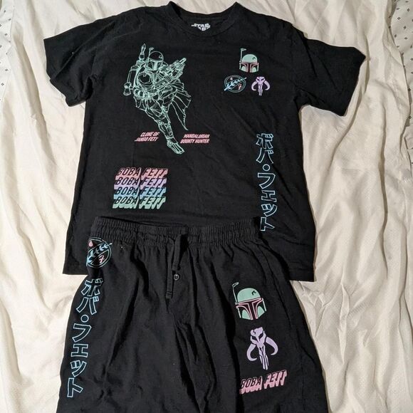 Star Wars Men's small mandalorian boba Fett T-shirt and Shorts set - Picture 1 of 5